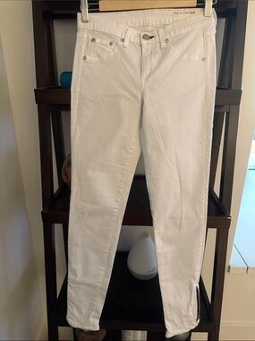 RAG & BONE Women White Low Rise Zip Ankle Denim Skinny Jeans W26